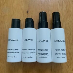 LOLAVIE travel size shampoo & conditioner, detangler, and  Leave-In. Never Used.